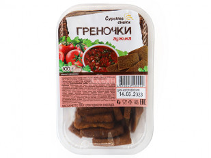 Ведро Ржаные гренки со вкусом Раки крабы (1 кг): Сурские гренки с Аджикой (100 гр)