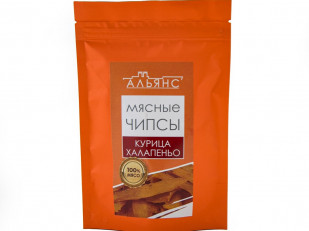 Спинка янтарная с перцем: Мясо (АЛЬЯНС) вяленое курица с халапеньо (50 гр)